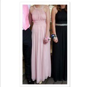 Pink halter top prom dress